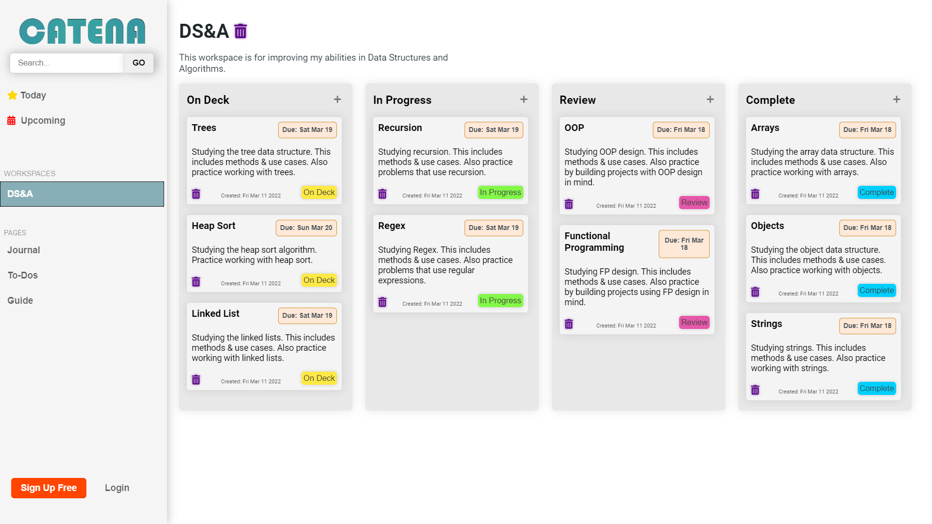 Catena Project Management Tool